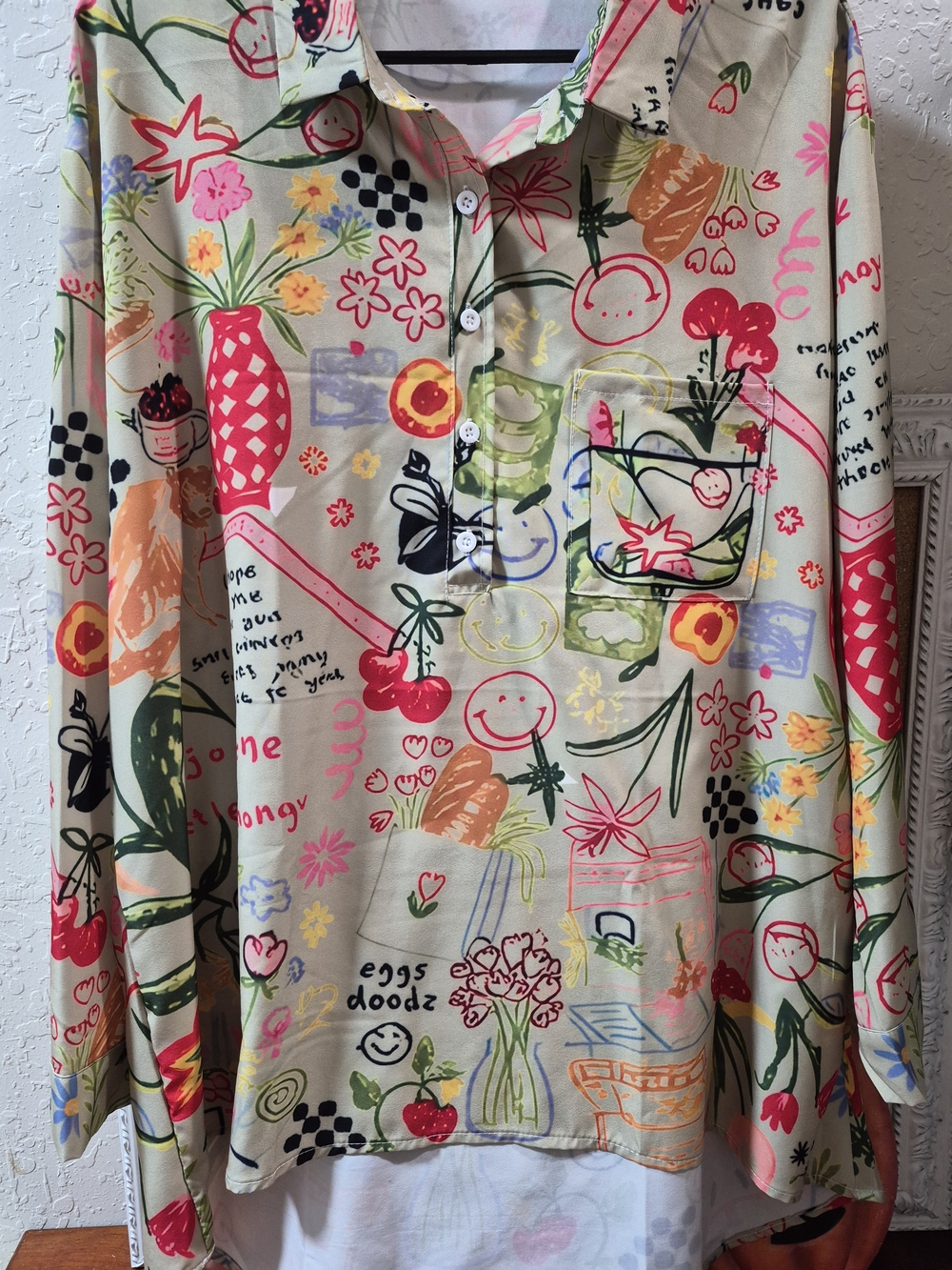 Casual Multicolor Graphic Print Woman's FLOW tunic Shirt - Picture 2 of 9